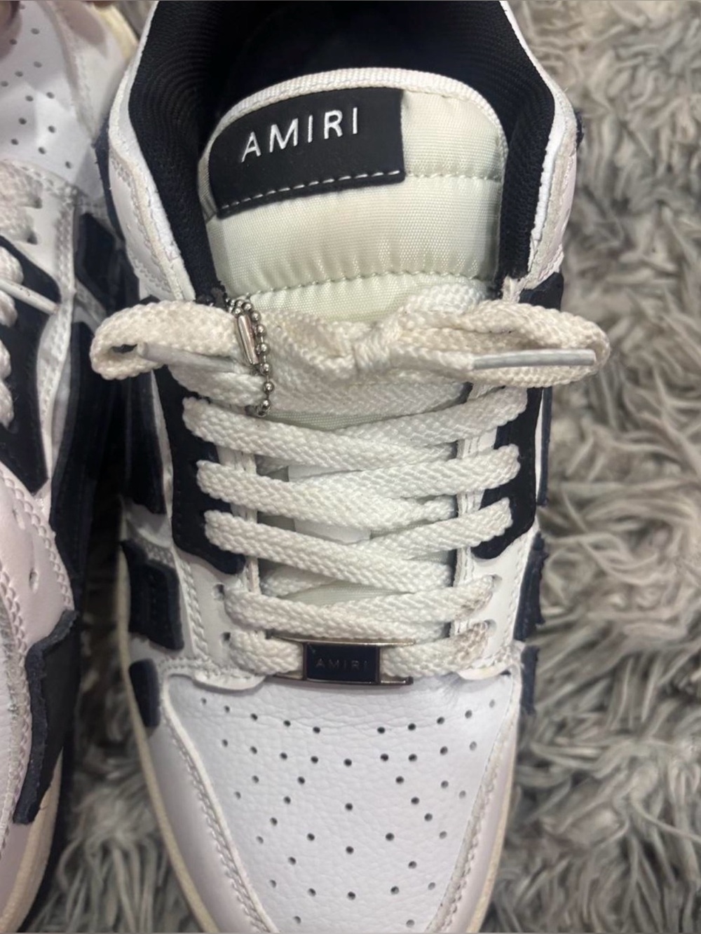 AMIRI White and Black Leather Low-Top Trainer